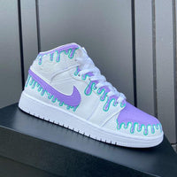 Custom Jordans Purple Green Drip