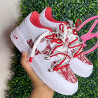 Red White Hand Painted Custom Air Force 1 Sneakers