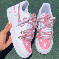 Hand Painted Pink Rhinestone Custom Air Force 1 Sneakers