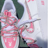 Hand Painted Pink Rhinestone Custom Air Force 1 Sneakers