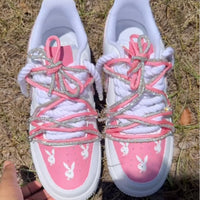 Hand Painted Pink Rhinestone Custom Air Force 1 Sneakers