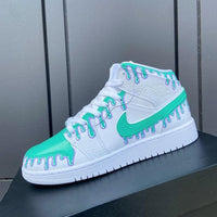 Custom Jordans Purple Green Drip