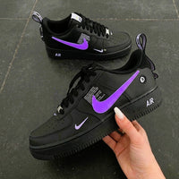 Custom Black Purple Air Force 1 Sneakers
