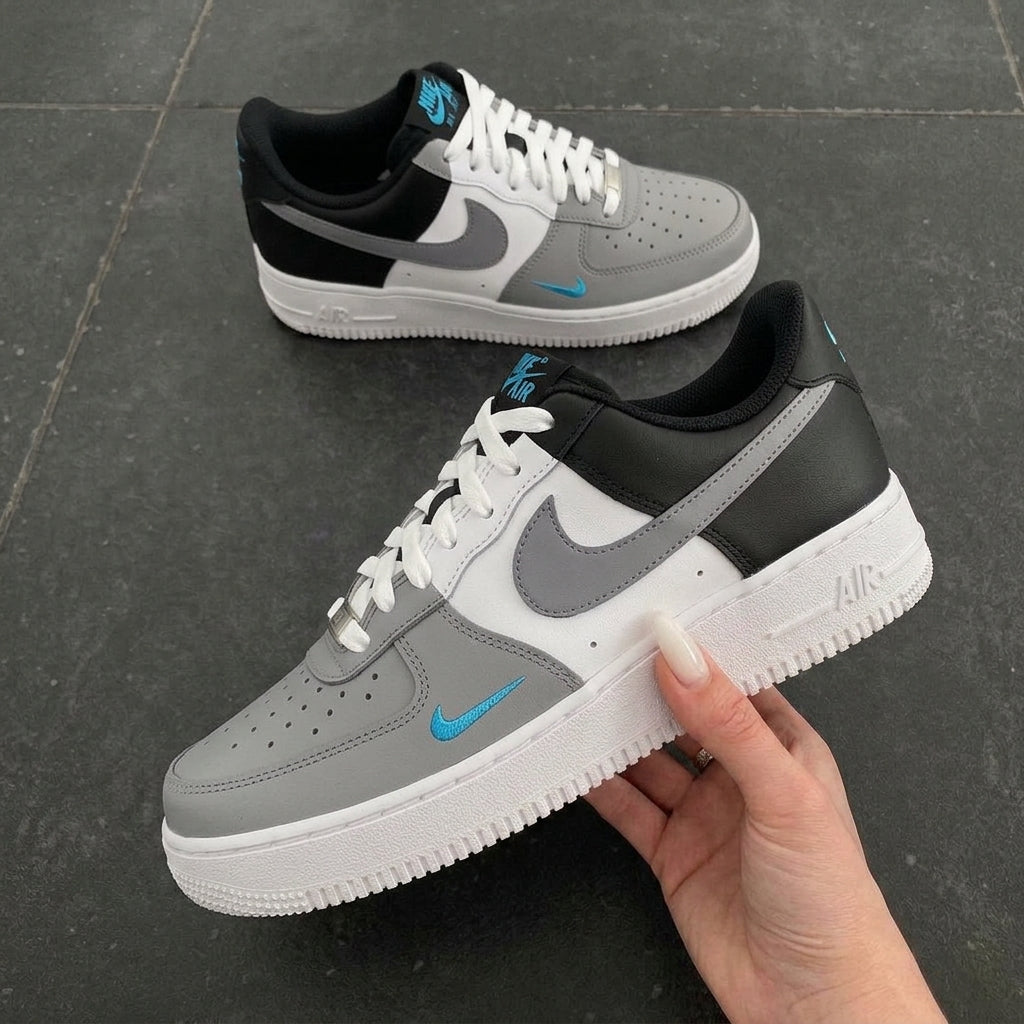Custom Nike Air Force 1 Black Grey White