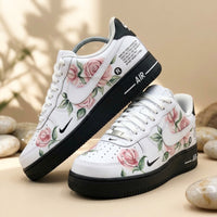 Hand Painted Pink Rose Custom Air Force 1 Sneakers