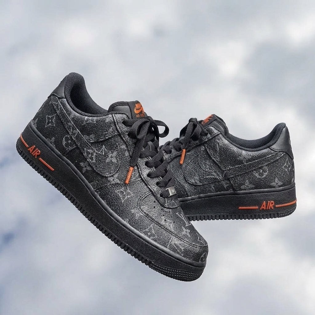 Hand Painted Custom Black Air Force 1 Sneakers