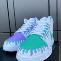 Custom Jordans Purple Green Drip