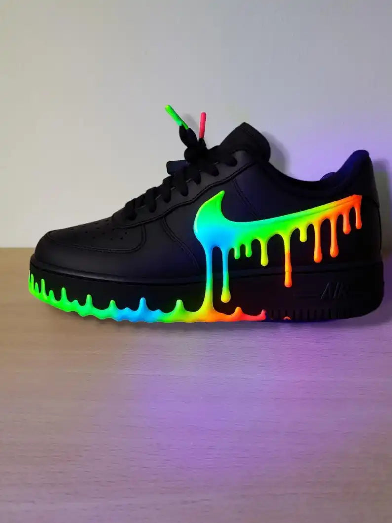 Unique Handmade 3D Dripping Effect Multi-color Optional Glow-in-the-dark Custom Air Force 1 Custom Sneakers Trendy Unisex Streetwear Casual Customized Shoes