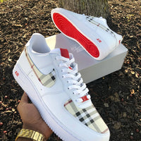 Hand Painted Plaid Red Sole Custom Air Force 1 Sneakers