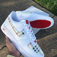 Hand Painted Plaid Red Sole Custom Air Force 1 Sneakers