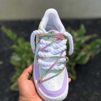 Custom Hand Painted Pastel Air Force 1 with Rhinestone Laces