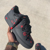 Hand Painted Black & Red Custom Air Force 1 Sneakers
