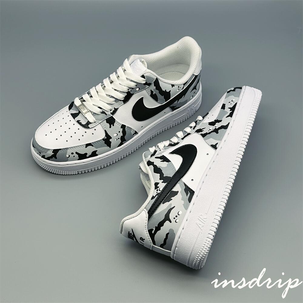 Black White Gray Camouflage Custom Air Force 1