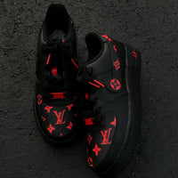 Hand Painted Black Red Custom Air Force 1 Sneakers
