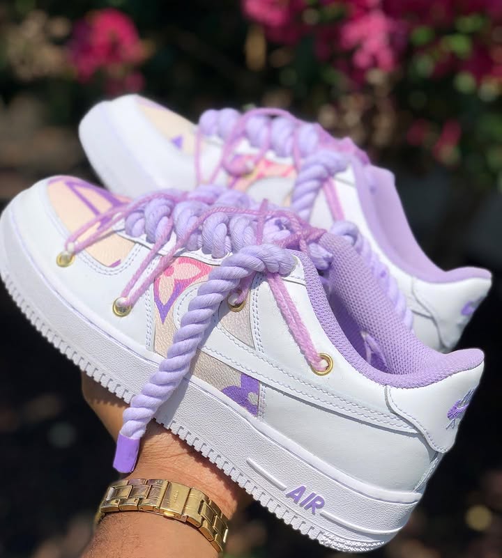 Custom Hand Painted Purple Air Force 1 Sneakers
