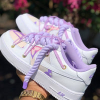 Custom Hand Painted Purple Air Force 1 Sneakers