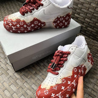 Hand Painted Burgundy Custom Air Force 1 Sneakers