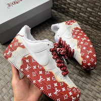 Hand Painted Burgundy Custom Air Force 1 Sneakers