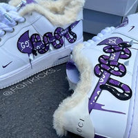 Hand Painted Purple Fleece Lined Custom Air Force 1 Sneakers