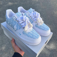 Hand Painted Custom Light Blue Air Force 1 Sneakers