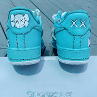 Hand Painted KAWS Turquoise Custom Air Force 1 Sneakers