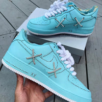 Hand Painted KAWS Turquoise Custom Air Force 1 Sneakers