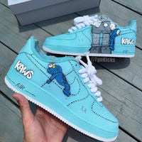Hand Painted KAWS Turquoise Custom Air Force 1 Sneakers