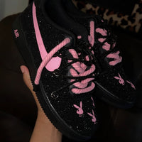 Hand Painted Pink Rhinestone Custom Air Force 1 Sneakers