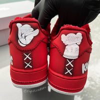 Hand Painted Red KAWS Custom Air Force 1 Sneakers