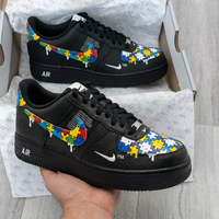 Custom AF 1s Shoes Abstract Black Interlocking Puzzle