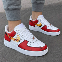 Custom AF 1s Shoes Anime Eyes Cartoon Design Red Yellow