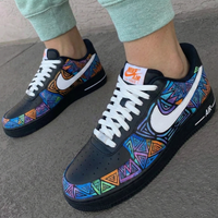 Custom AF 1s Shoes Artistic Black White Geometric
