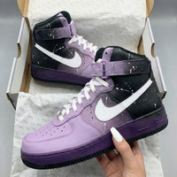 Custom AF 1s Shoes Artistic Purple Black Splatter
