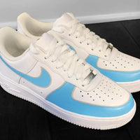 Custom AF 1s Shoes Baby Blue Accents