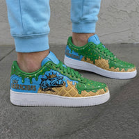 Custom AF 1s Shoes Barracudas Fish Waffle Green Drip Baby Blue Green