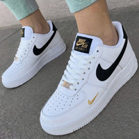 Custom AF 1s Shoes Black and Gold Accents
