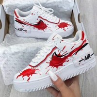 Custom AF 1s Shoes Blood Splatter Pattern Red Black