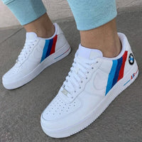 Custom AF 1s Shoes BMW Logo Stripes Red Blue