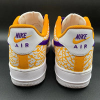 Custom AF 1s Shoes Bold Orange with Mystic Purple Cracks