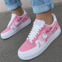 Custom AF 1s Shoes Bows Pink Ribbons Baby Pink Pink