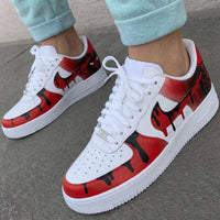 Custom AF 1s Shoes Bulls Theme Red Black