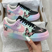 Custom AF 1s Shoes Butterfly Pastel Pink Mint Green