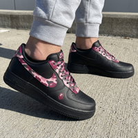Custom AF 1s Shoes Camo Baby Pink Burgundy