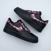 Custom AF 1s Shoes Camo Baby Pink Burgundy