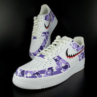 Custom AF 1s Shoes Camouflage Pattern Purple Color