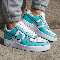 Custom AF 1s Shoes Cartoon Drip Pattern Green Blue Black