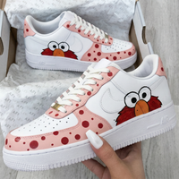 Custom AF 1s Shoes Cartoon Elmo Polka Dots Baby Pink Red