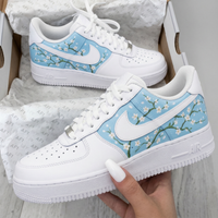 Custom AF 1s Shoes Cherry Blossoms Baby Blue