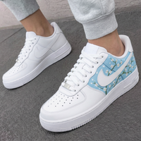 Custom AF 1s Shoes Cherry Blossoms Baby Blue