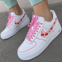 Custom AF 1s Shoes Cherry Pattern Pink Red